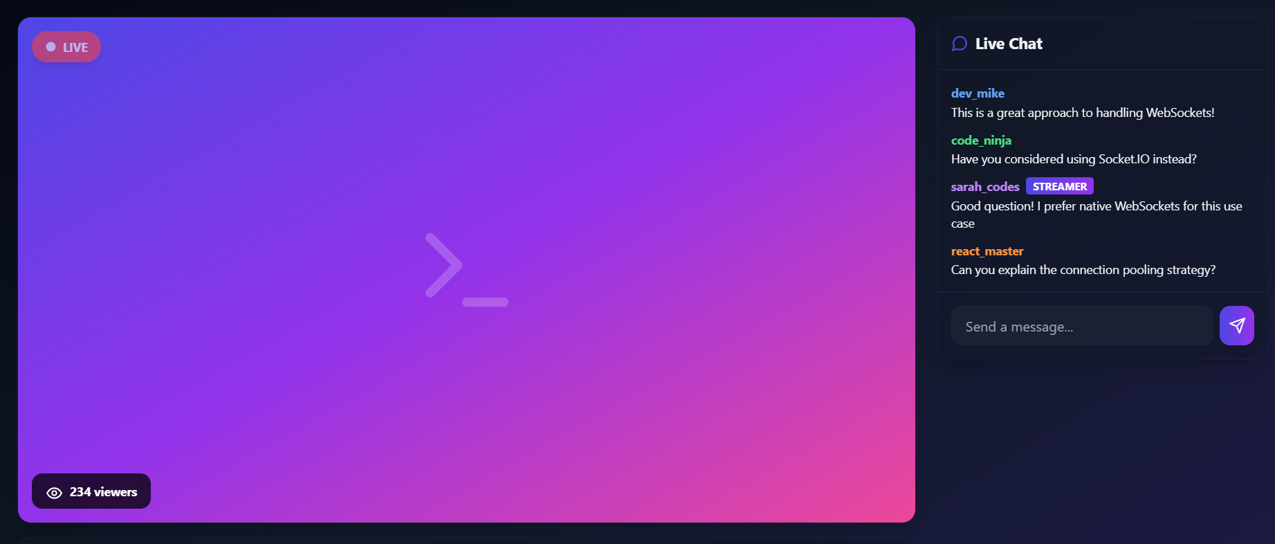 Stream view layout visual